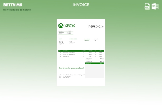 Шаблон за фактура на САД Xbox во модерен стил